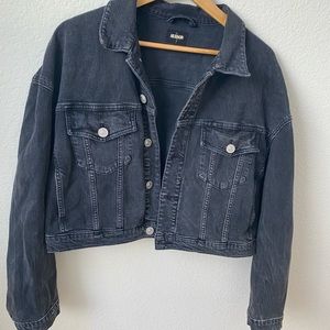 Hudson black stonewashed crop denim jacket size XS